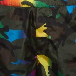 Pre Owned Valentino Multicolor Camouflage Nylon Elasticated Swimwear S 