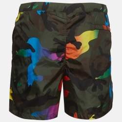 Pre Owned Valentino Multicolor Camouflage Nylon Elasticated Swimwear S 
