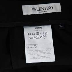 Valentino Black Wool Leather Trim Tailored Trousers XL
