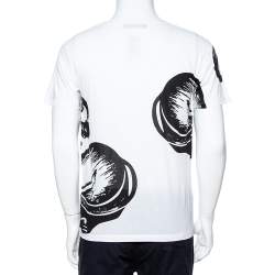 Pre Owned Valentino White Panther Print Cotton Crew Neck T-Shirt S