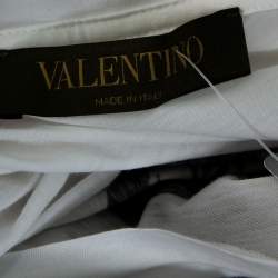 Pre Owned Valentino White Panther Print Cotton Crew Neck T-Shirt S