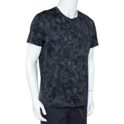 Pre Owned Valentino Black Rockstud Camubutterfly T-Shirt L