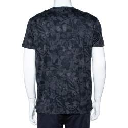 Pre Owned Valentino Black Rockstud Camubutterfly T-Shirt L