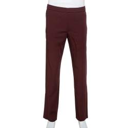 Valentino Burgundy Wool Straight Leg Track Pants S