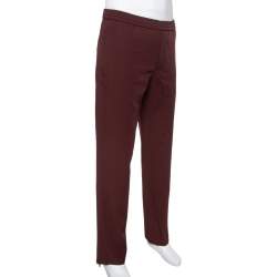 Valentino Burgundy Wool Straight Leg Track Pants S