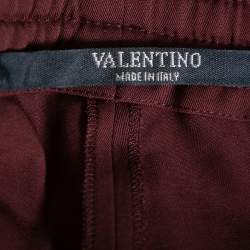 Valentino Burgundy Wool Straight Leg Track Pants S