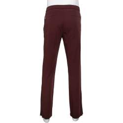 Valentino Burgundy Wool Straight Leg Track Pants S