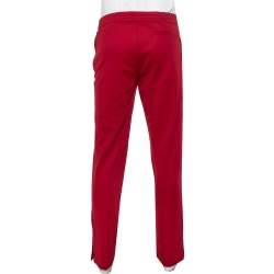 Valentino Burgundy Jersey Side Stripe Detail Track Pants M