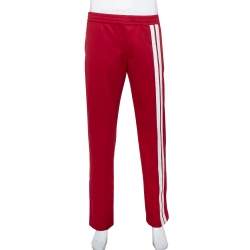 Valentino Burgundy Jersey Side Stripe Detail Track Pants M