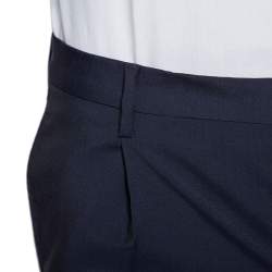 Pre Owned Valentino Navy Blue Wool & Mohair Mid Rise Trousers XS