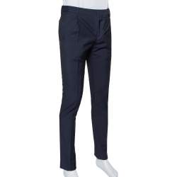 Valentino Navy Blue Wool & Mohair Mid Rise Trousers XS