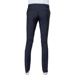 Valentino Navy Blue Wool & Mohair Mid Rise Trousers XS