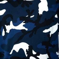 Pre Owned Valentino Blue Camo Print Cotton Crew Neck T-Shirt L 