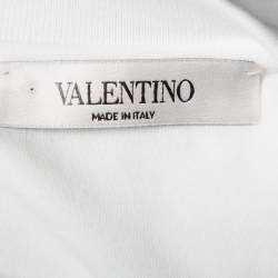 Pre Owned Valentino White Cotton 2099 Logo Printed Round Neck T-Shirt M