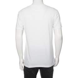 Pre Owned Valentino White Cotton 2099 Logo Printed Round Neck T-Shirt M