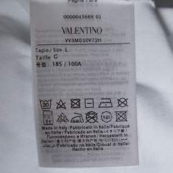 Valentino White VLTN Print Cotton Crew Neck T-Shirt L