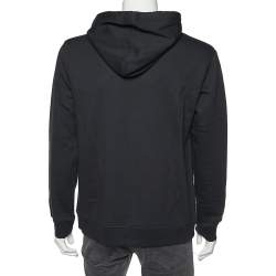 Pre Owned Valentino Black VLTN Print Cotton Hooded Sweatshirt L
