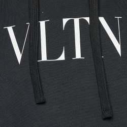 Pre Owned Valentino Black VLTN Print Cotton Hooded Sweatshirt L