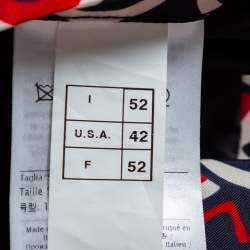 Pre Owned Valentino Navy Blue & Red Scale Print Zip Front Trench Coat XL