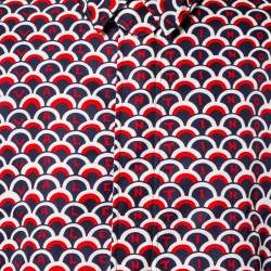 Pre Owned Valentino Navy Blue & Red Scale Print Zip Front Trench Coat XL