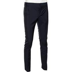 Valentino Navy Blue Wool Straight Fit Formal Pants XS