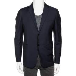 Pre Owned Valentino Navy Blue Wool Single Breasted Blazer S
