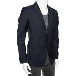 Pre Owned Valentino Navy Blue Wool Single Breasted Blazer S