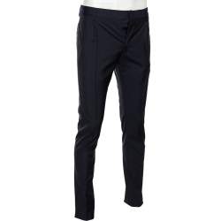 Pre Owned Valentino Navy Blue Wool Straight Fit Formal Pants XS
