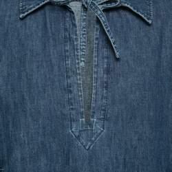 Pre Owned Valentino Blue Denim Short Sleeve Shirt M