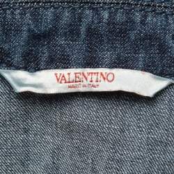 Pre Owned Valentino Blue Denim Short Sleeve Shirt M