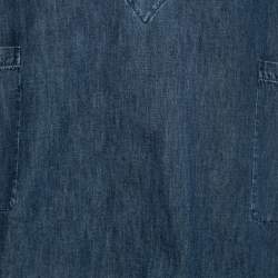 Pre Owned Valentino Blue Denim Short Sleeve Shirt M