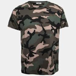 Pre Owned Valentino Green Camouflage Printed Cotton T-Shirt M
