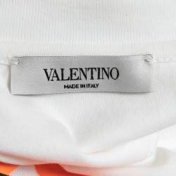 Pre Owned Valentino White V-Logo Printed Cotton Short Sleeve T-Shirt S