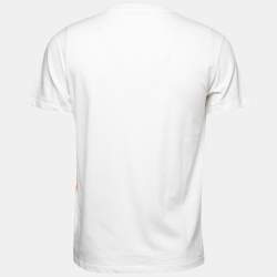Pre Owned Valentino White V-Logo Printed Cotton Short Sleeve T-Shirt S