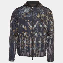Valentino Navy Blue Space Print Nylon Reversable Detachable Hood Jacket S