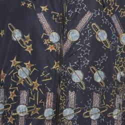 Valentino Navy Blue Space Print Nylon Reversable Detachable Hood Jacket S
