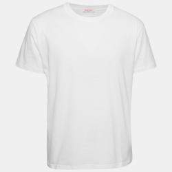 مملوكة مسبقًا Valentino White Solid Cotton Jersey T-Shirt L