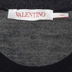 Pre Owned Valentino Black Wool Knit Crew Neck Jumper L