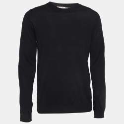 Pre Owned Valentino Black Wool Knit Crew Neck Jumper L