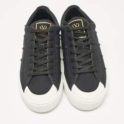 Pre Owned Valentino Black Canvas Cityplanet Sneakers Size 40