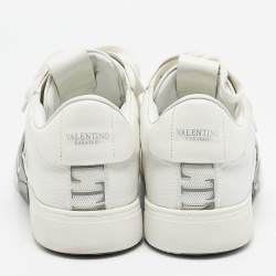 Pre Owned Valentino White/Grey Canvas and Leather VL7N Low Top Sneakers Size 42