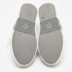 Pre Owned Valentino White/Grey Canvas and Leather VL7N Low Top Sneakers Size 42