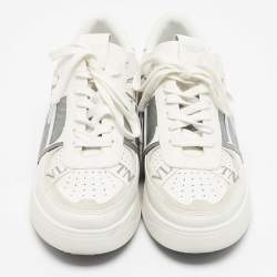 Pre Owned Valentino White/Grey Canvas and Leather VL7N Low Top Sneakers Size 42