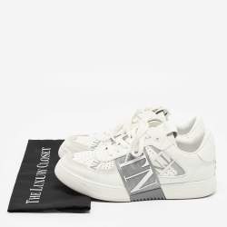 Pre Owned Valentino White/Grey Canvas and Leather VL7N Low Top Sneakers Size 42