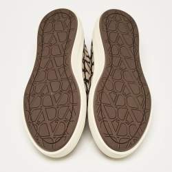 Valentino Brown/Beige Canvas and Leather Toile Iconographe Sneakers Size 44 