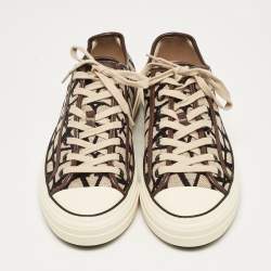 Valentino Brown/Beige Canvas and Leather Toile Iconographe Sneakers Size 44 