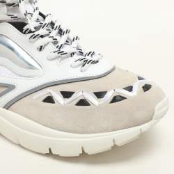 Valentino White/Black Knit Fabric and Leather Heroes Reflex Low Top Sneakers Size 44