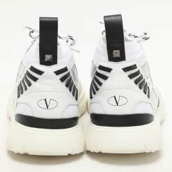 Valentino White/Black Knit Fabric and Leather Heroes Reflex Low Top Sneakers Size 44
