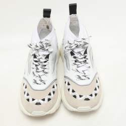 Valentino White/Black Knit Fabric and Leather Heroes Reflex Low Top Sneakers Size 44