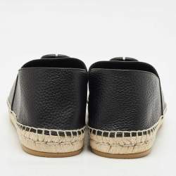 Valentino Black Leather VLogo Slip On Espadrille Size 45